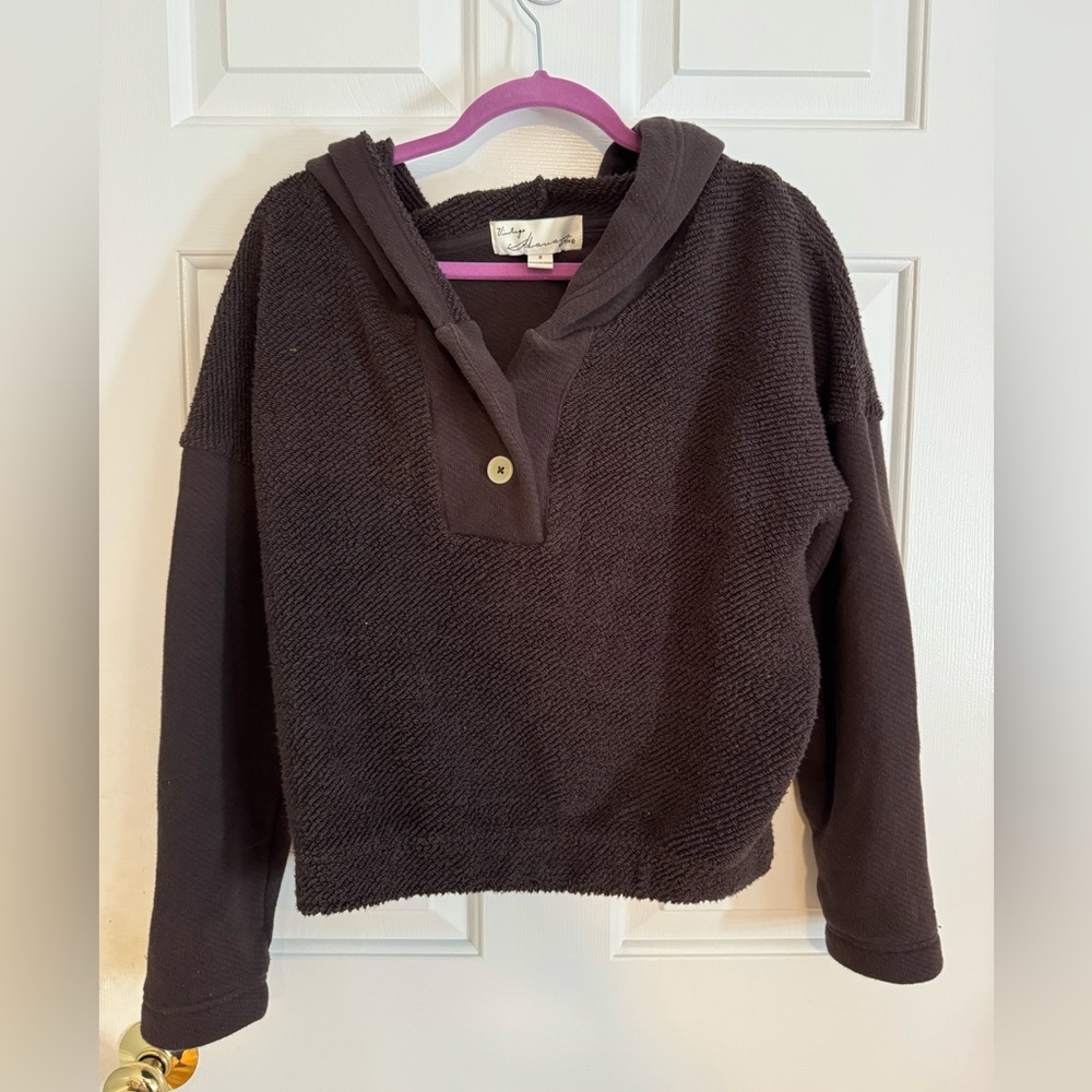 Vintage Havana Hooded Cropped Pullover Sweater/Sweatshirt - Size Small (S)